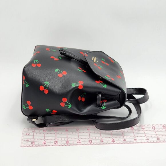 Kate Spade Lizzie Tossed Cherry Print Medium Flap Backpack - Picture 10 of 11